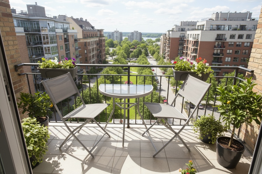 Jumi Balkónový set kovový 2+1 s polguľatým stolíkom Dora béžový 14